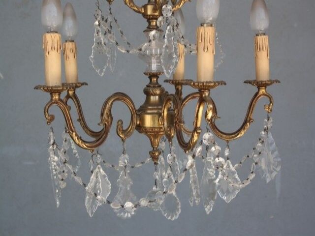 Gilded tassels time 1900 bronze chandelier