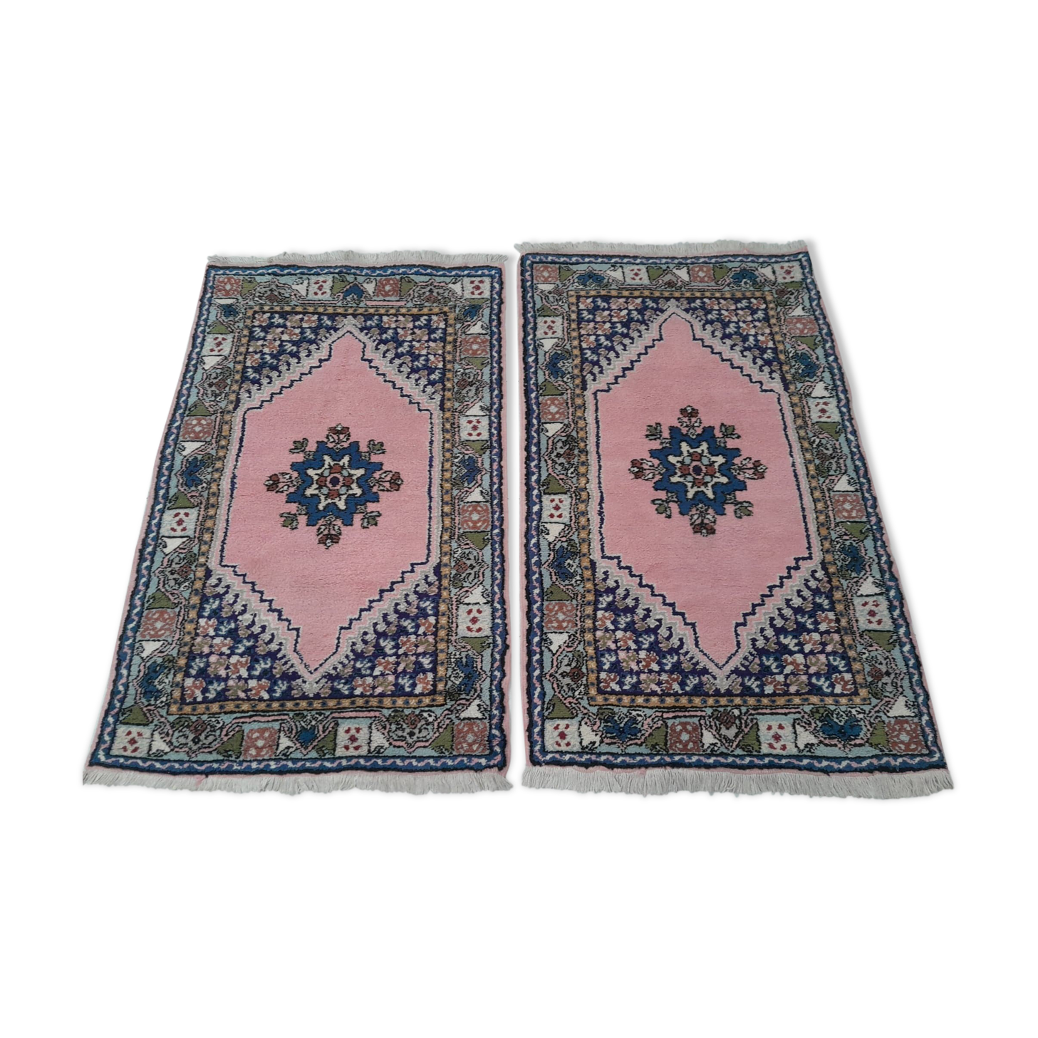 Set of 2 Berber carpets handmade bed descents