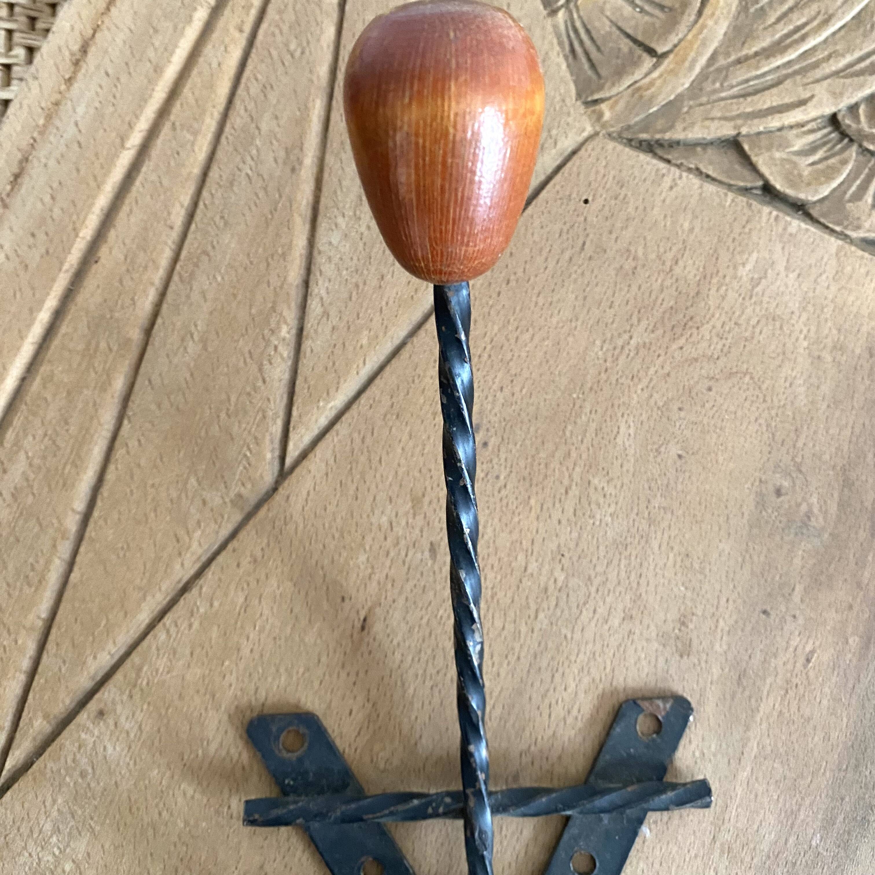 Double coat hook, 50s coat rack
