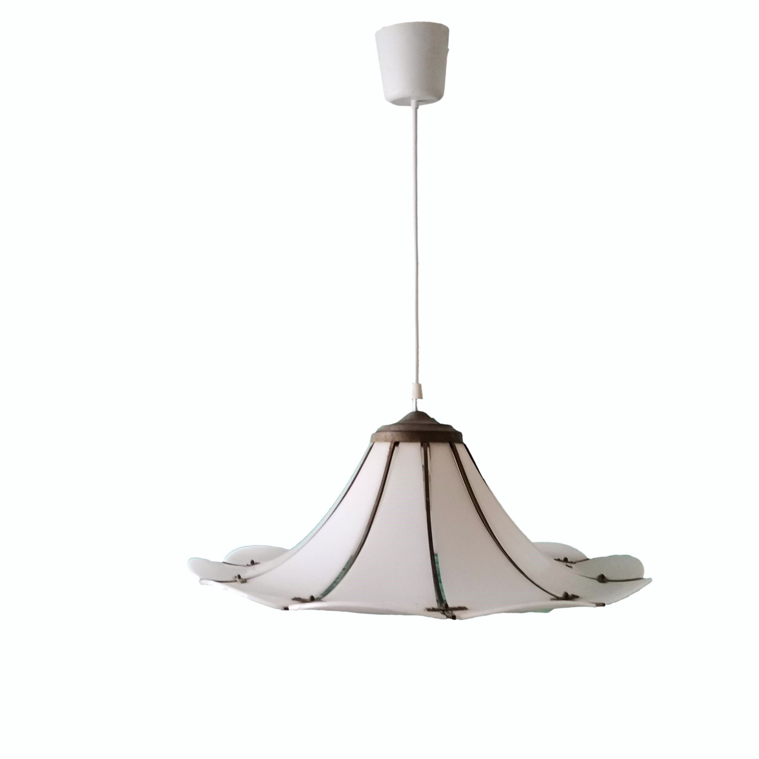 Large Modernist white acrylic hanging light lamp 1970s