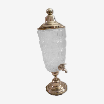 Liquor fountain with its glass faucet and vintage chrome metal