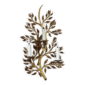 Applique en métal doré, feuillage, France vers 1950