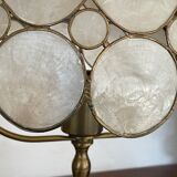 Pair of brass and mother-of-pearl lamps