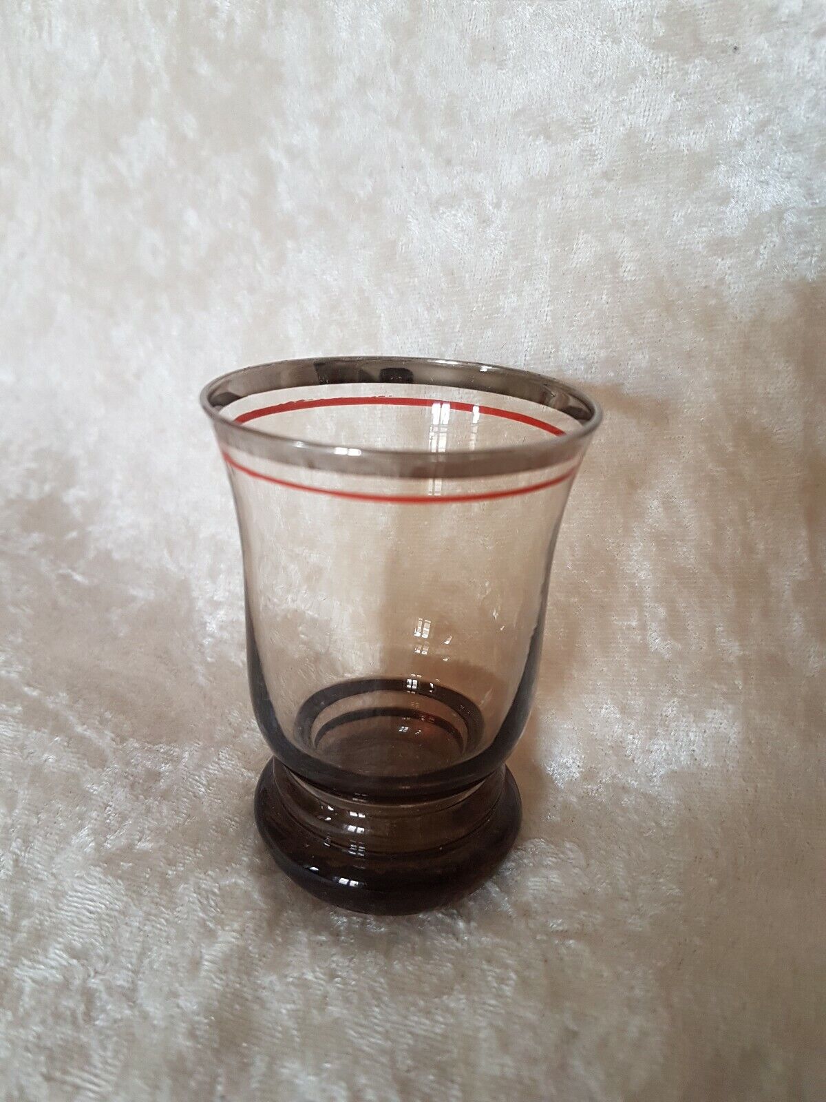Vintage port service in smoked glass, silver décor with orange fillet