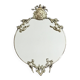 Round Mirror with Ribbon Crest and Lady's Portrait in Gilded Metal