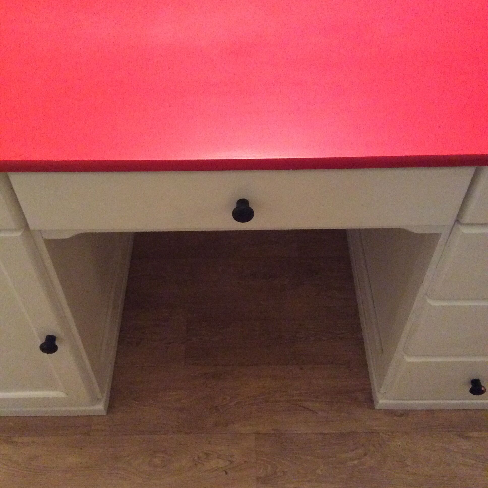 Coffered desk of the 70s in solid wood