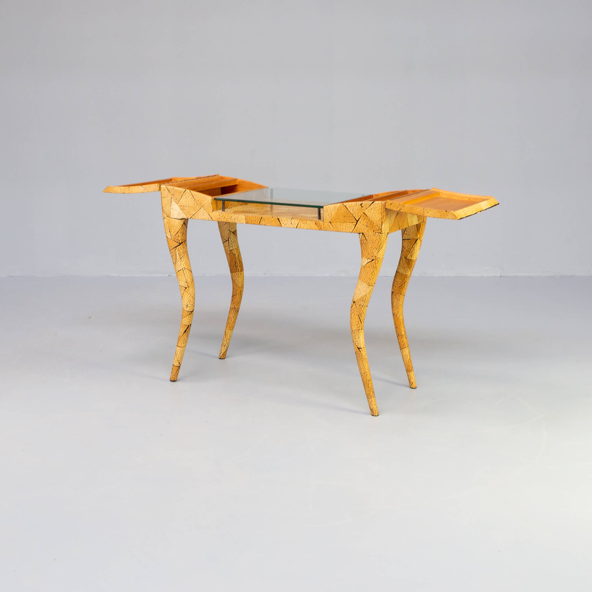 80s R & Y Augousti coconut shell inlay side table