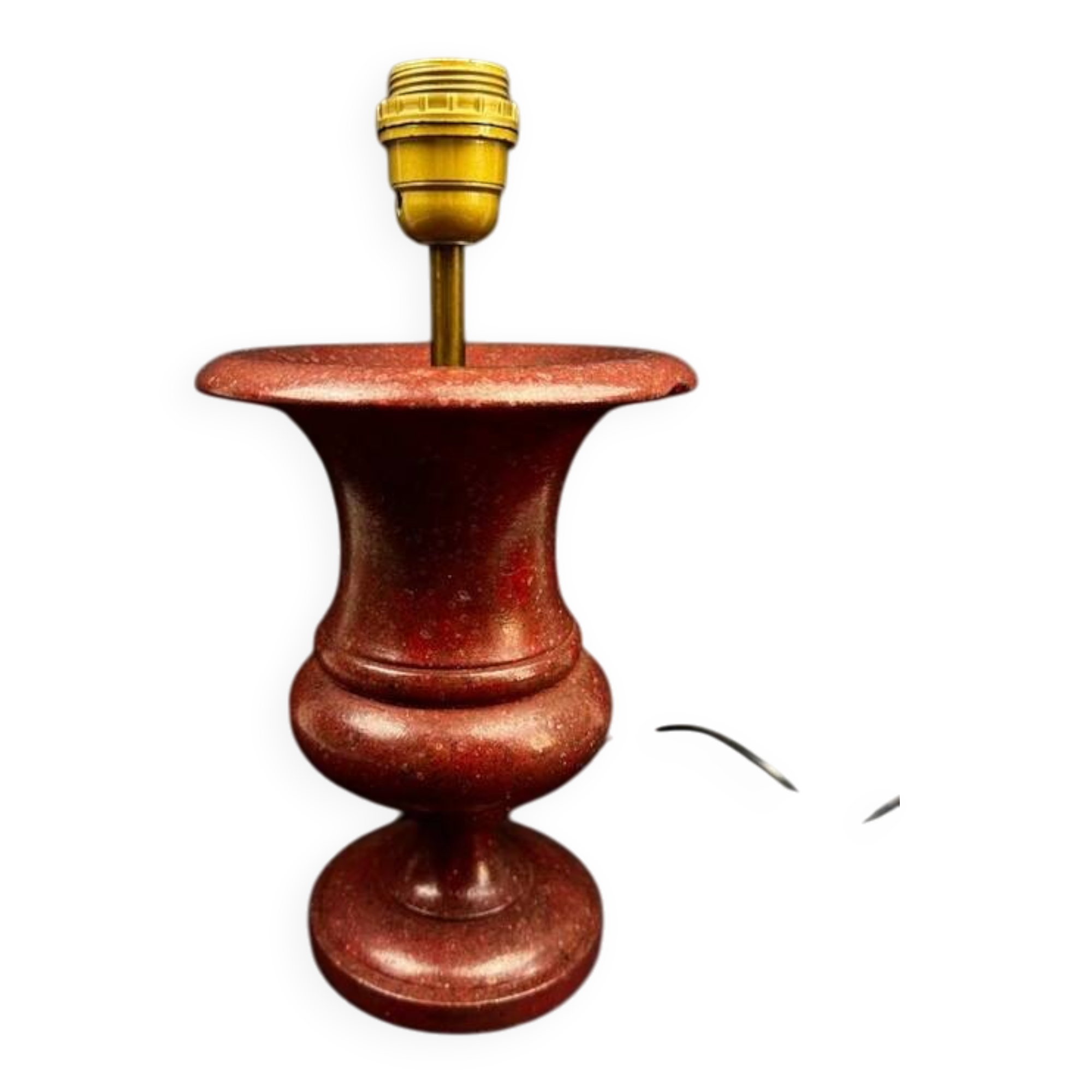 Lamp base in reconstituted stone, red "oxblood", 20th century
