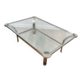 Large designer coffee table in chrome with glass tops