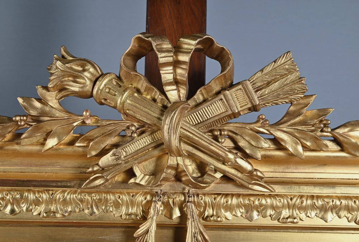 Important gilded wooden mirror, Louis XVI style – second half of the 19th century