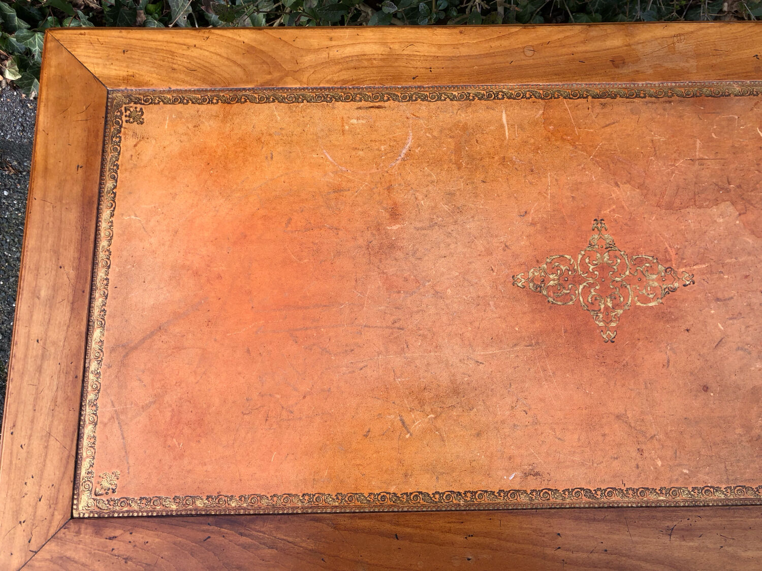 Louis XVI style coffee table leather