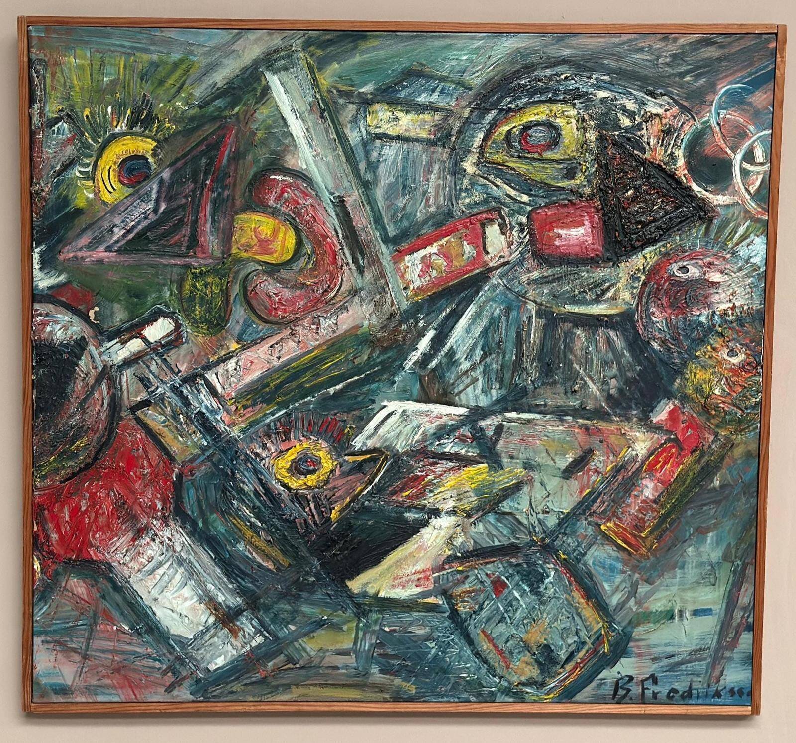 Original Swedish Oil On Canvas – “Composition” By Bengt Fredriksson