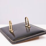 Grand ensemble de bureau exclusif en cuir cousu, années 1960, France