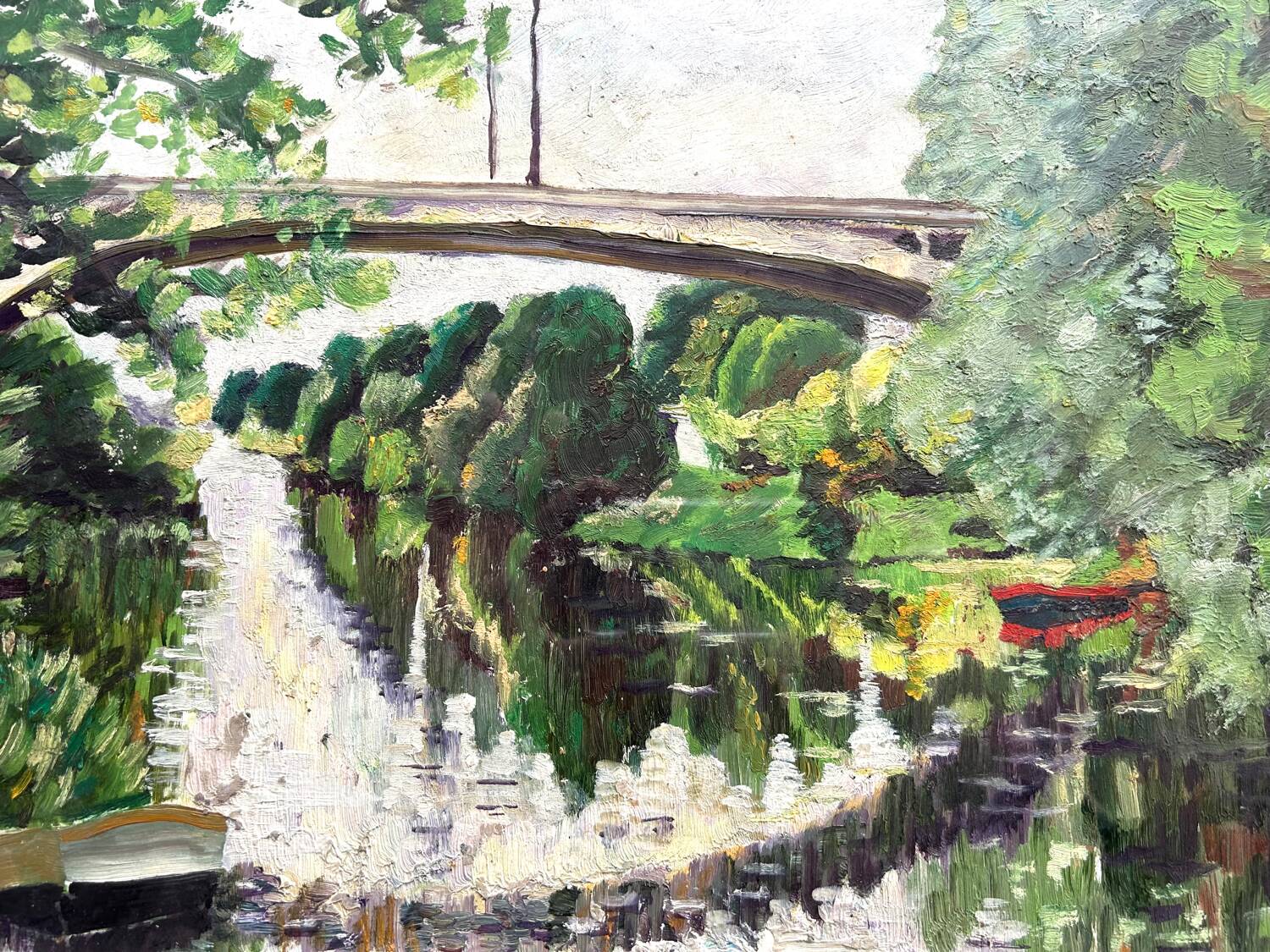 La Marne à St Maur, oil on cardboard, M. Tassart 1963