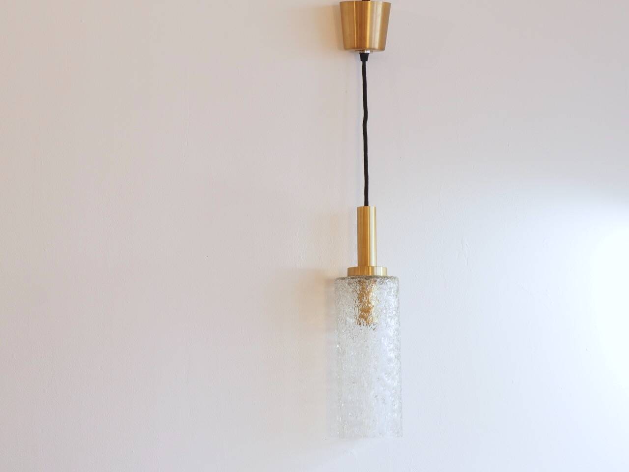 Carl fagerlund style cylindrical textured glass pendant light