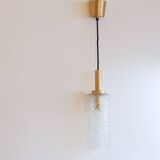 Carl fagerlund style cylindrical textured glass pendant light