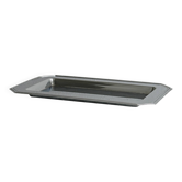 Small rectangular tray made of lightweight metal.