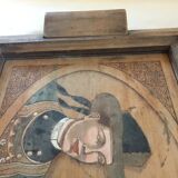 Pyroengraved and painted tray Breton couple