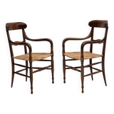 1970s, Italian design by Fratelli Levaggi, 2 armchairs, model "Campanino".