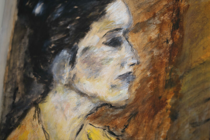 Painting by Nicole Clarence "Profile of a woman" oil on paper mounted on canvas