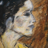 Painting by Nicole Clarence "Profile of a woman" oil on paper mounted on canvas