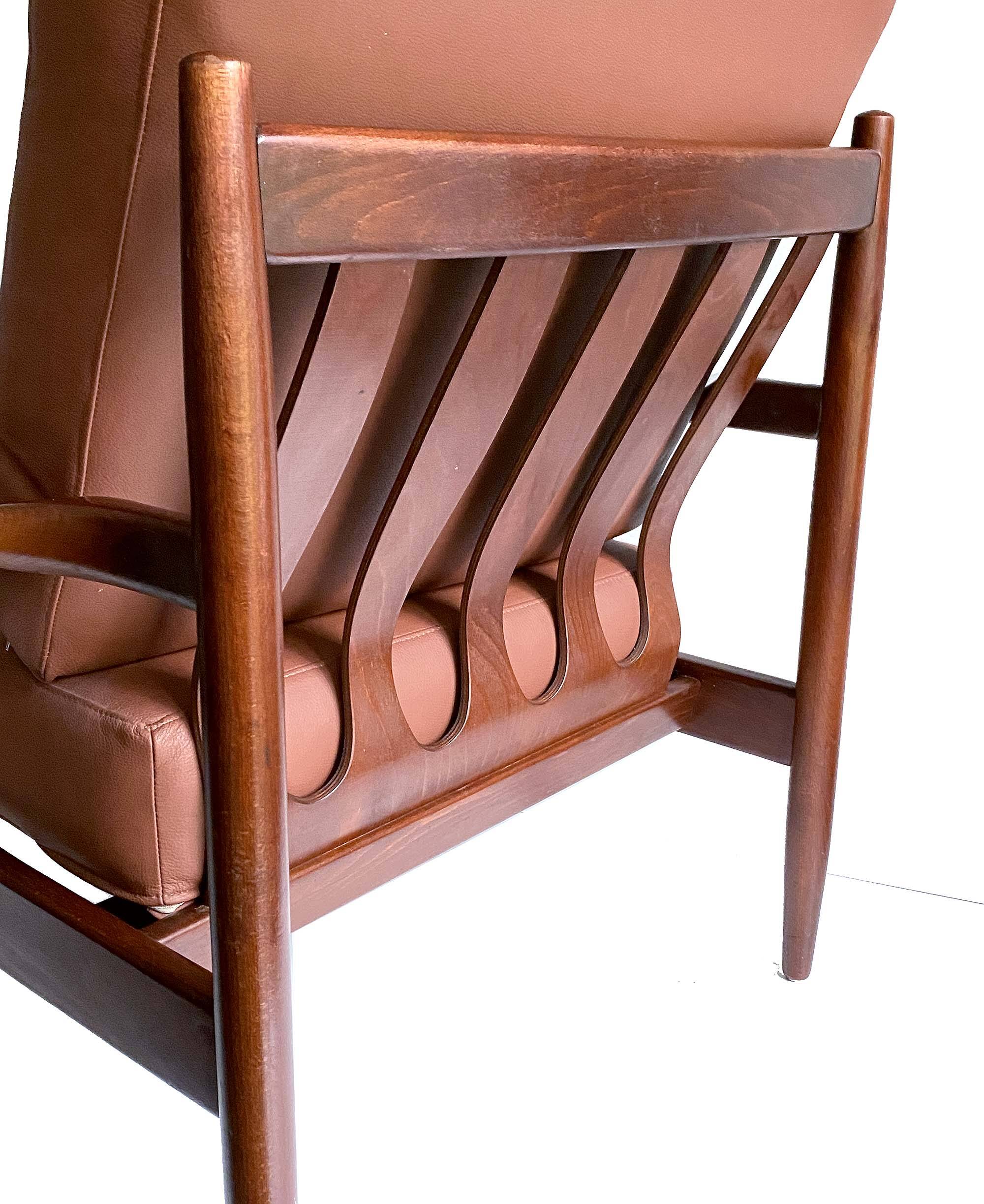 Pair of Scandinavian Teak and Leather Armchairs, 1960s