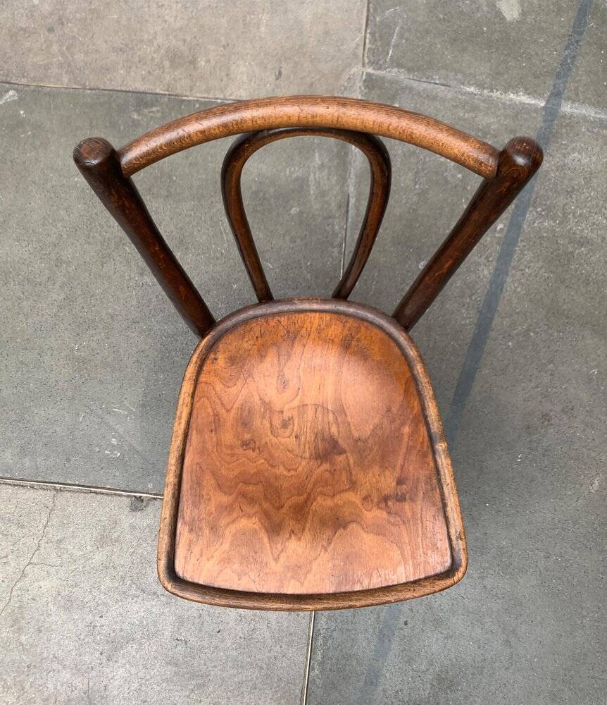 Art Deco curved wooden café chair, 1930s