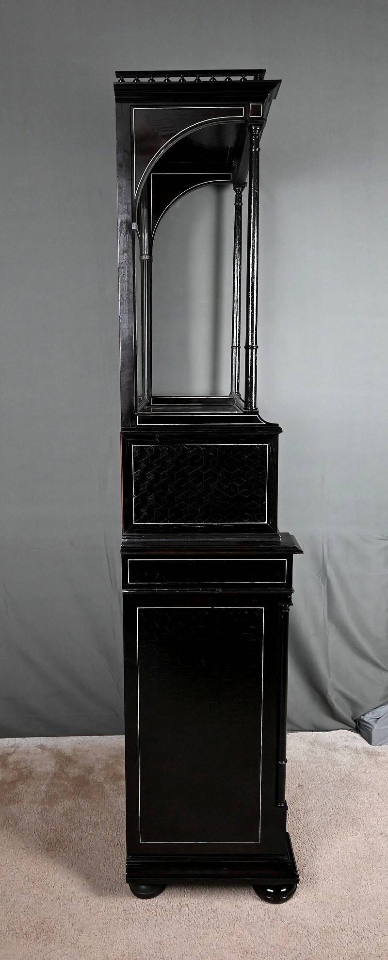 Display Cabinet in Blackened Pear Wood, Napoléon III period – 2nd half of the 19th century
