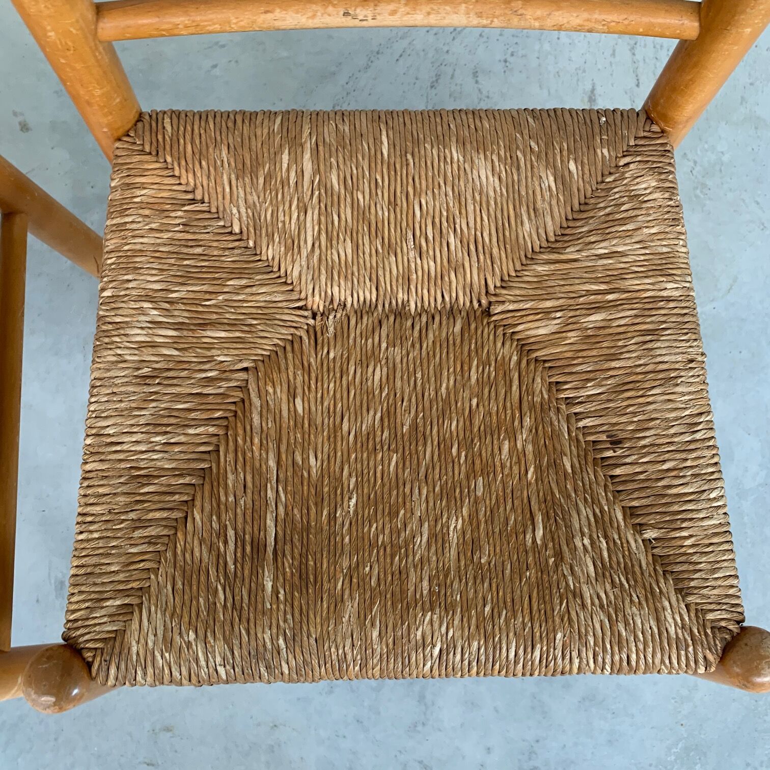 Pair of Pine and Rush Mid-Century Dutch Chairs