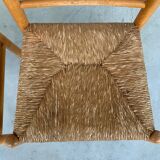 Pair of Pine and Rush Mid-Century Dutch Chairs