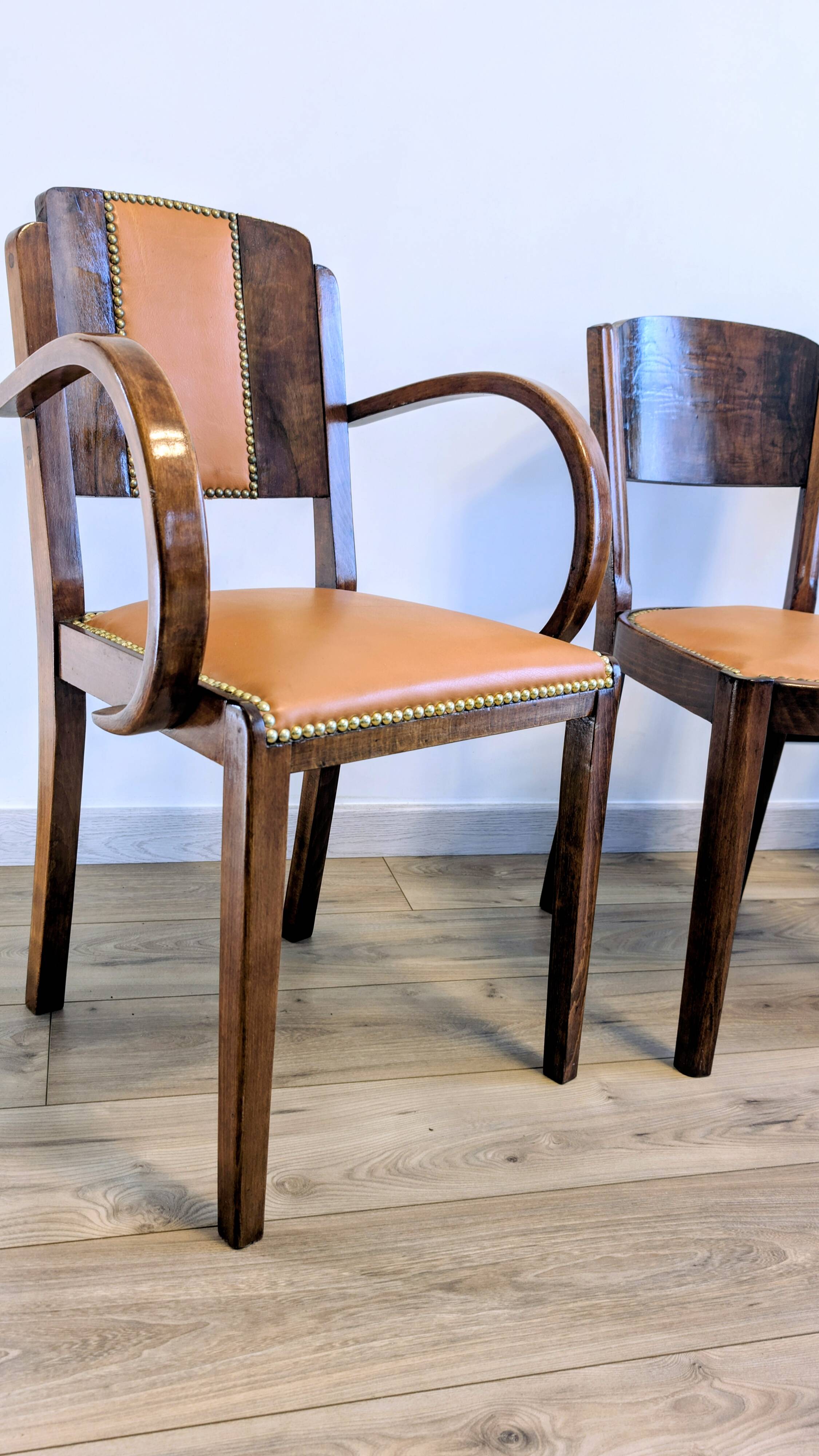 Pair of bridge armchairs and matching chairs – Art Deco style 1950