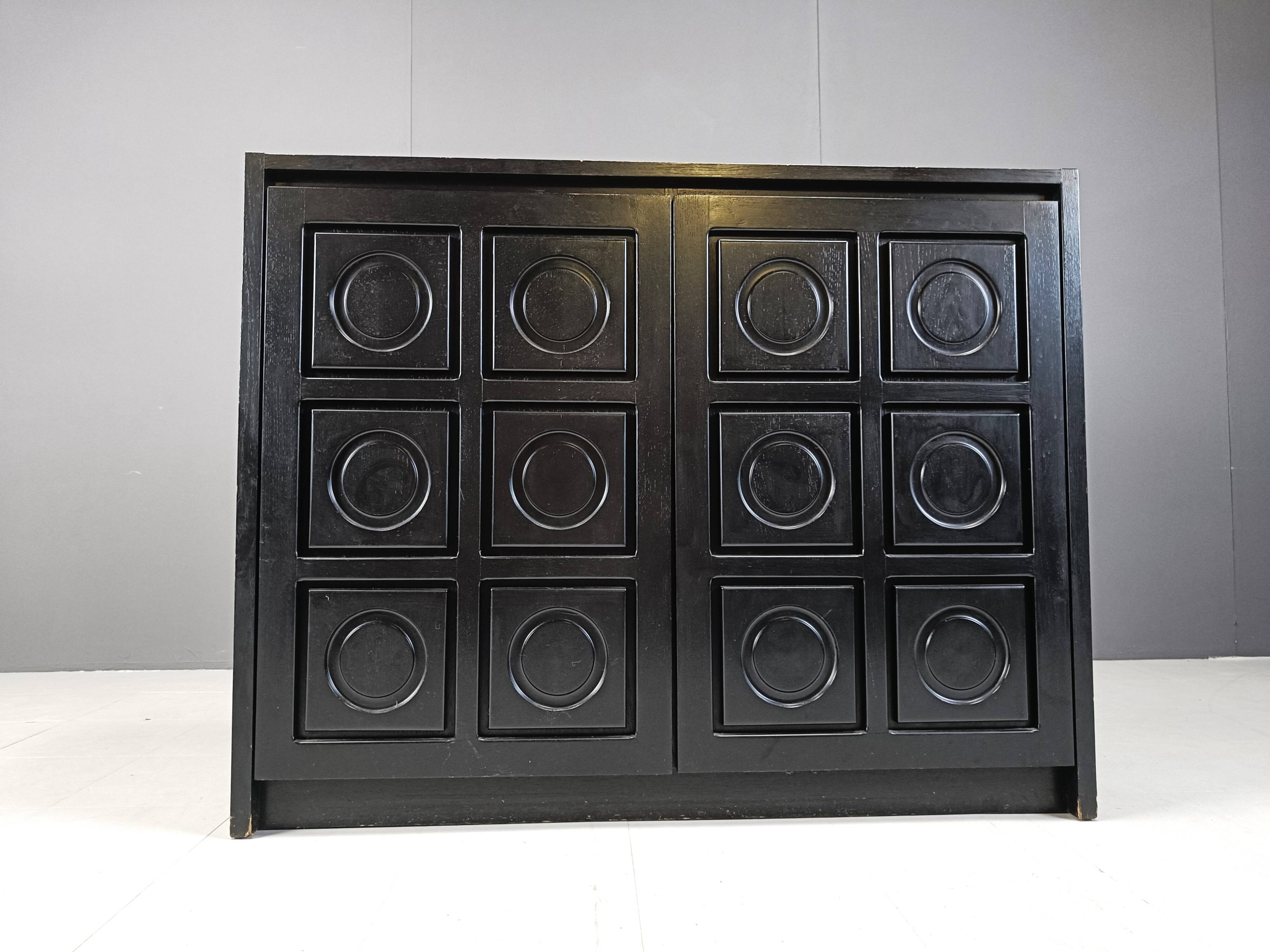 Black brutalist side cabinet, 1970s