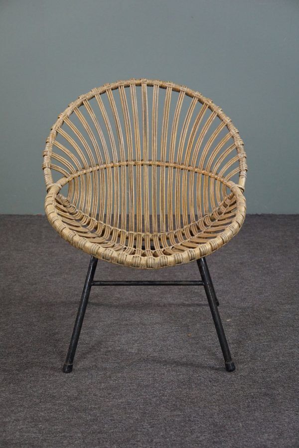 Fauteuil vintage en rotin, Dutch Design, 1960