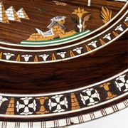 Vintage oriental coffee table in marquetry and mother-of-pearl – Unique piece