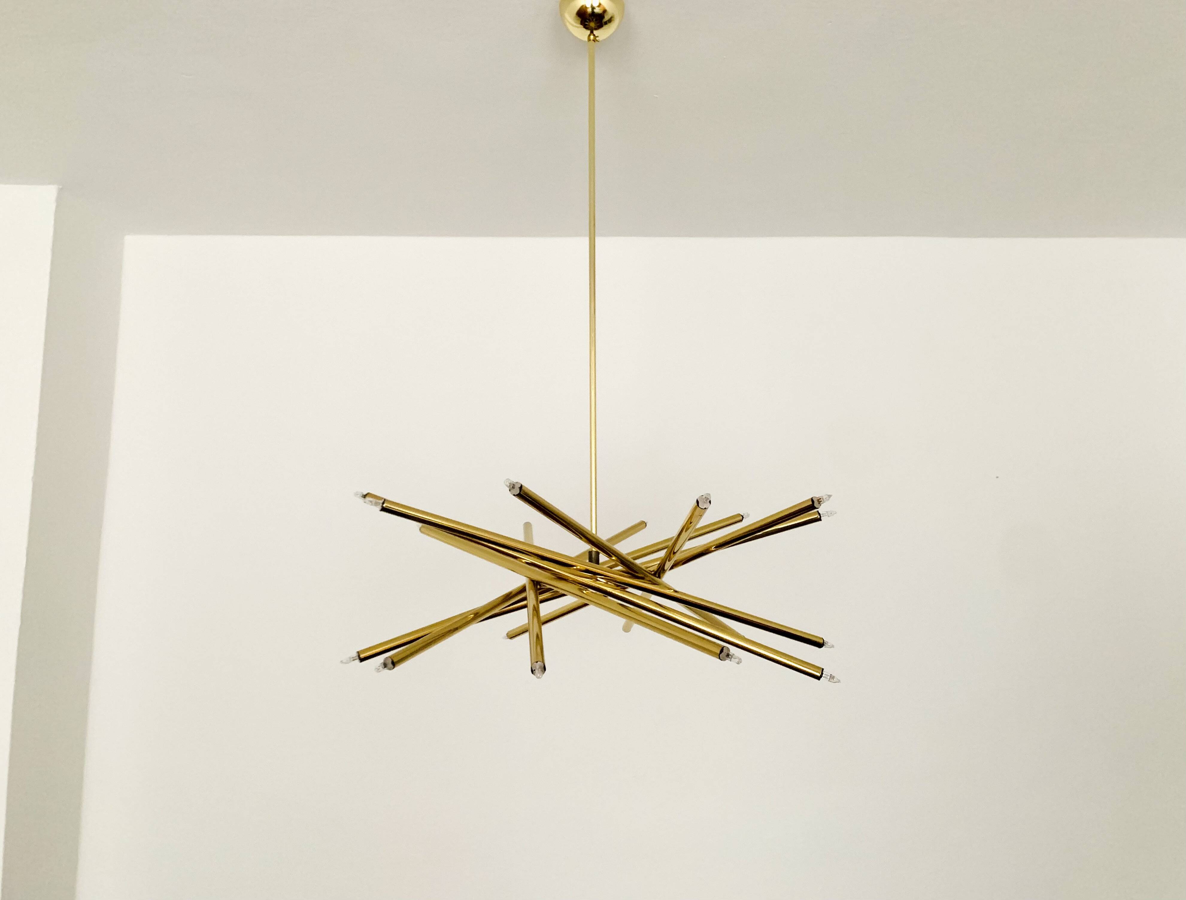 Holywood Regency Brass Chandelier