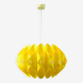 lampe à suspension à boucles vintage jaune du milieu du siècle