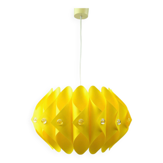 lampe à suspension à boucles vintage jaune du milieu du siècle