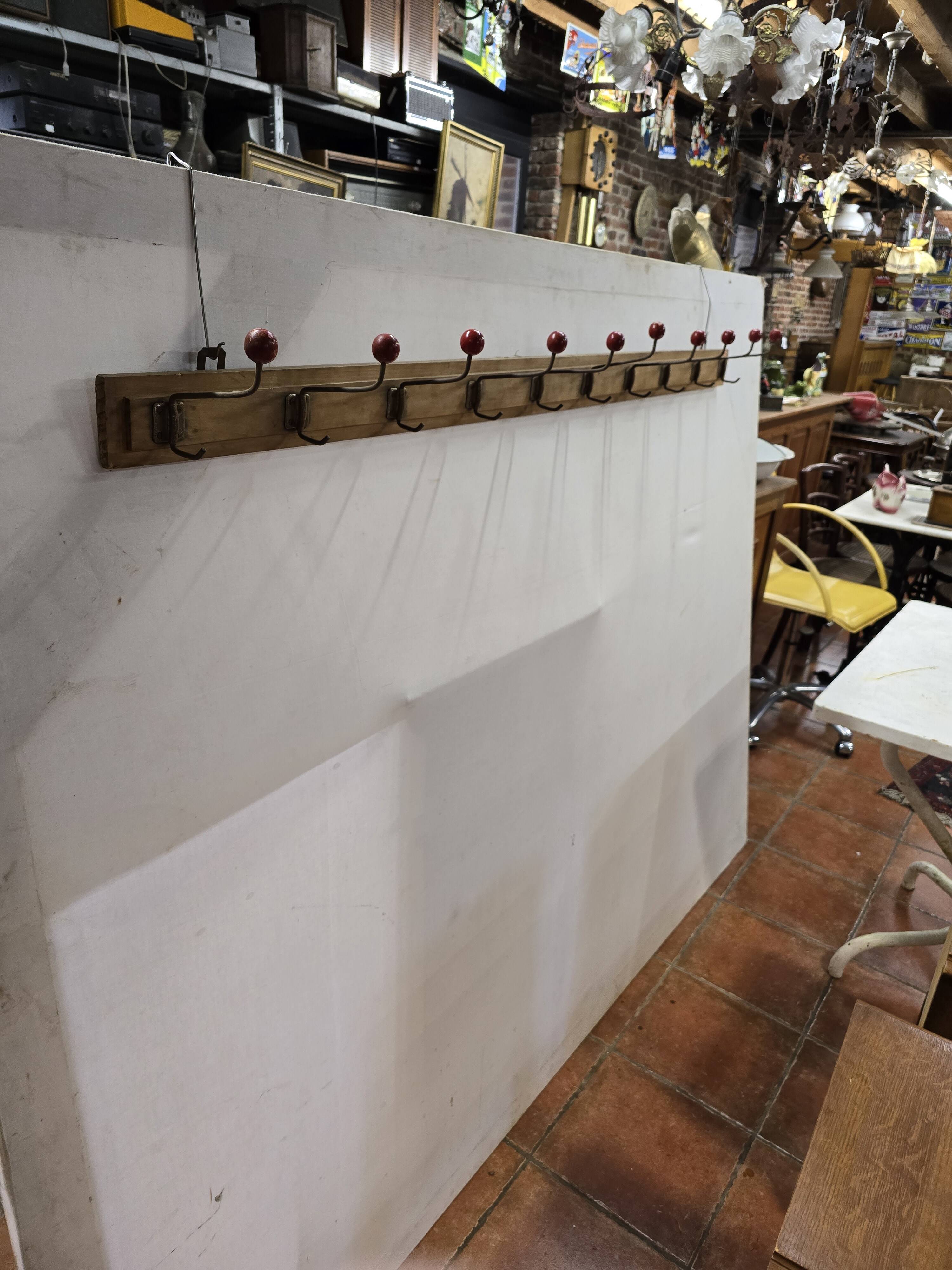 1960s school coat rack with 10 hooks