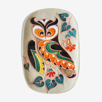 Ceramic owl/owl Tray Paul Azema 1960/1970 Vallauris/Bessan