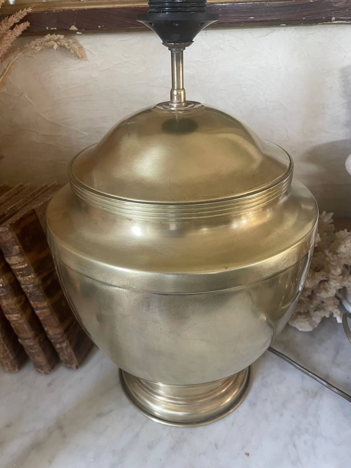 Vintage brass baluster lamp