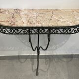 Wrought iron and marble console