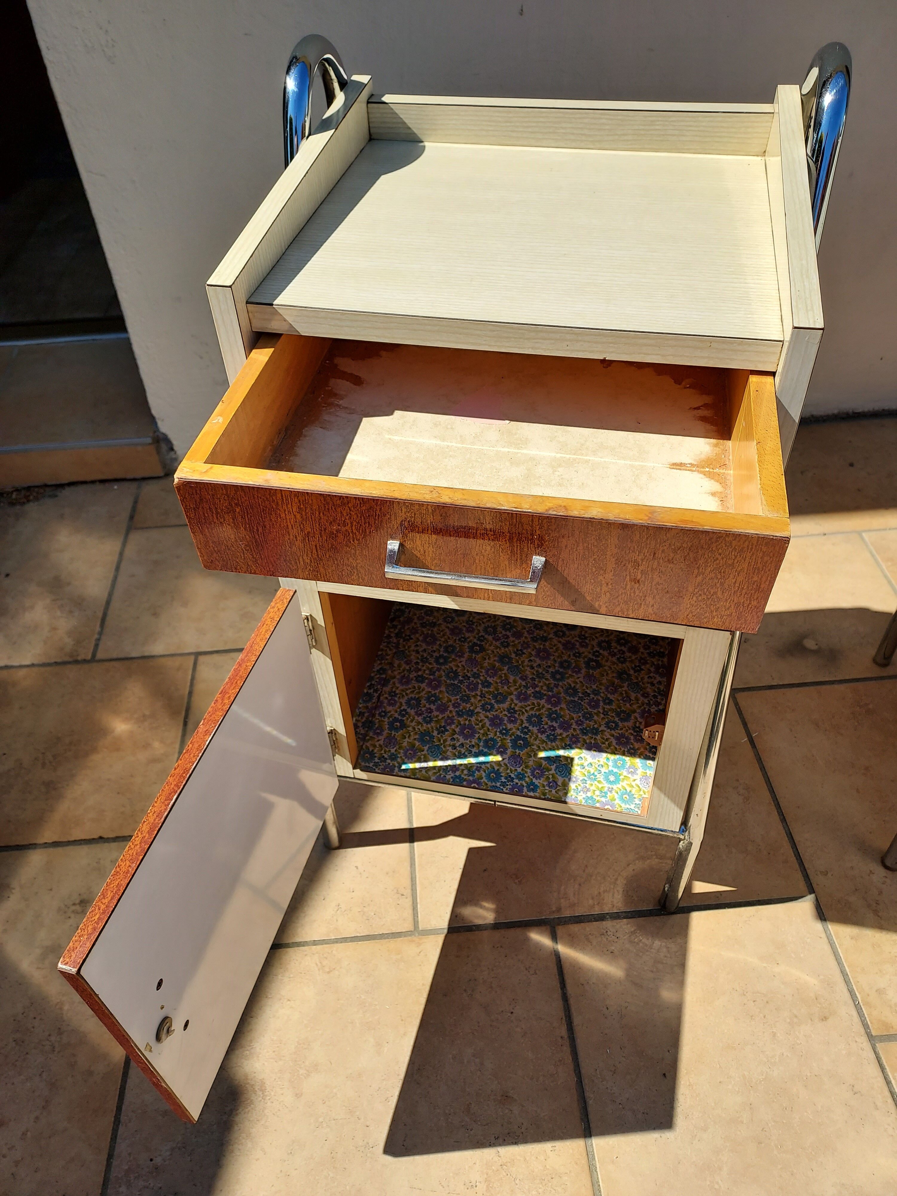 Pair of chrome boarding bedsides