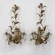 Large (70 cm - 27.55") pair of 3-arm foliage wall sconces