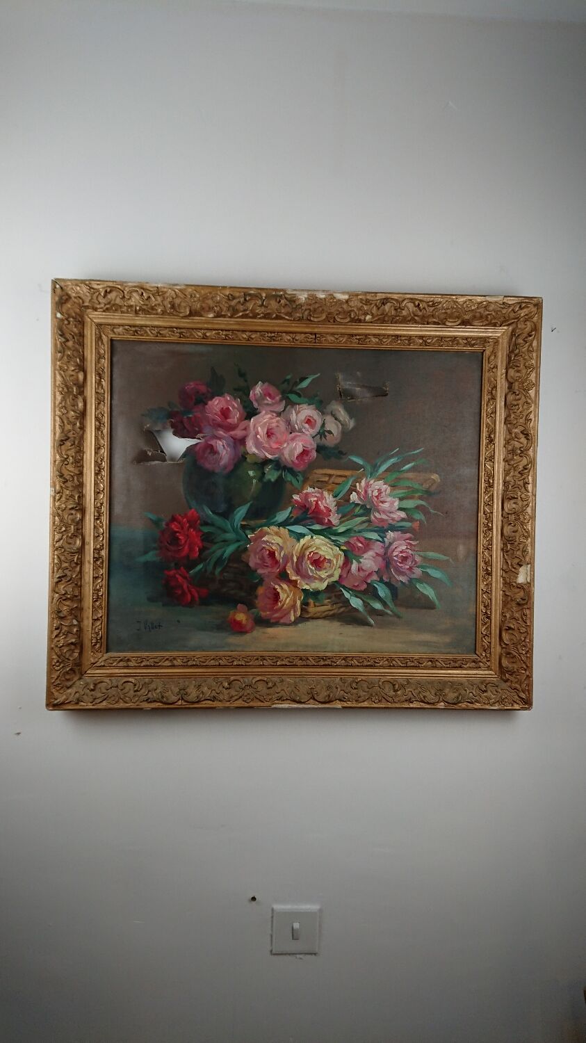 Tableau bouquet J. Vallet