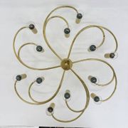 Leola sculptural brass 12-light ceiling or wall flush mount, 1970s