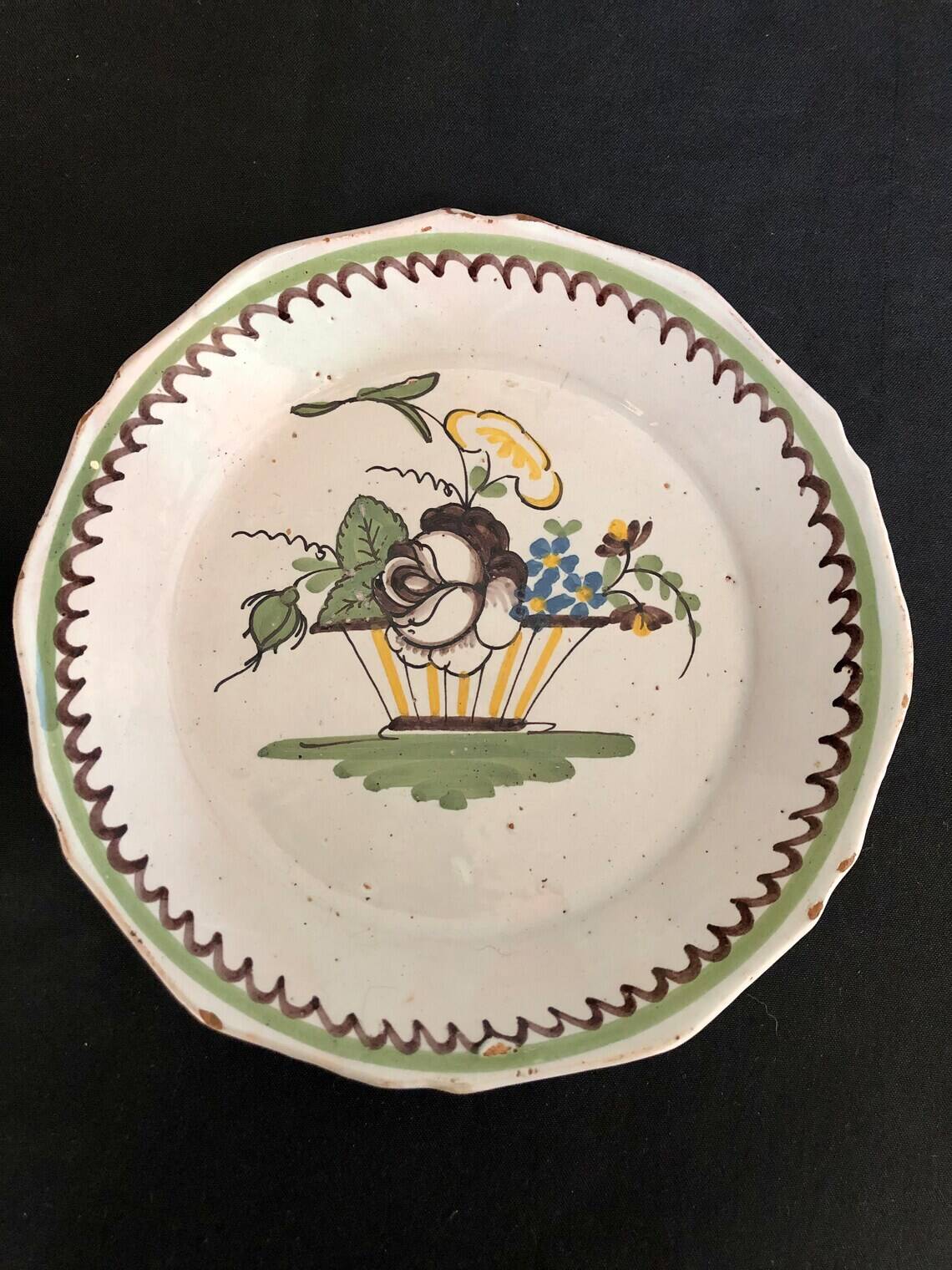 18th century plate in Nevers earthenware