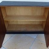 Art Deco low cabinet with two doors and shelf in walnut veneer