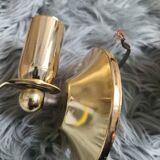 Set of 2 wall lights in gilded brass and opaline glass