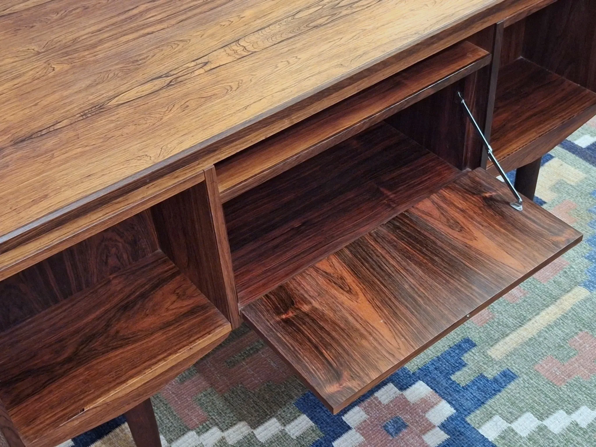 Rosewood mid century double sided desk by J Svenstrup, Denmark 1960s