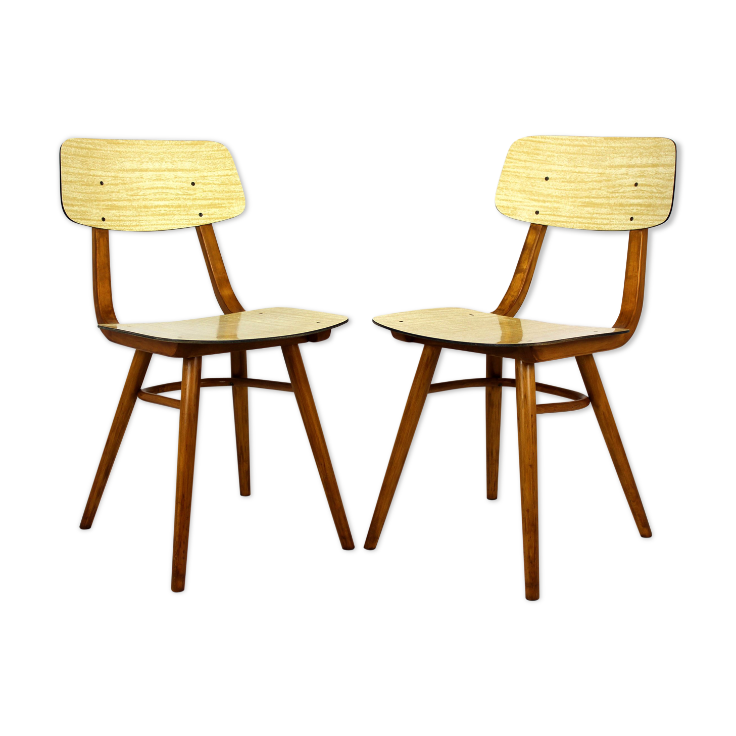 Vintage Formica and Wood Chairs from TON, 1960s, Set of 2